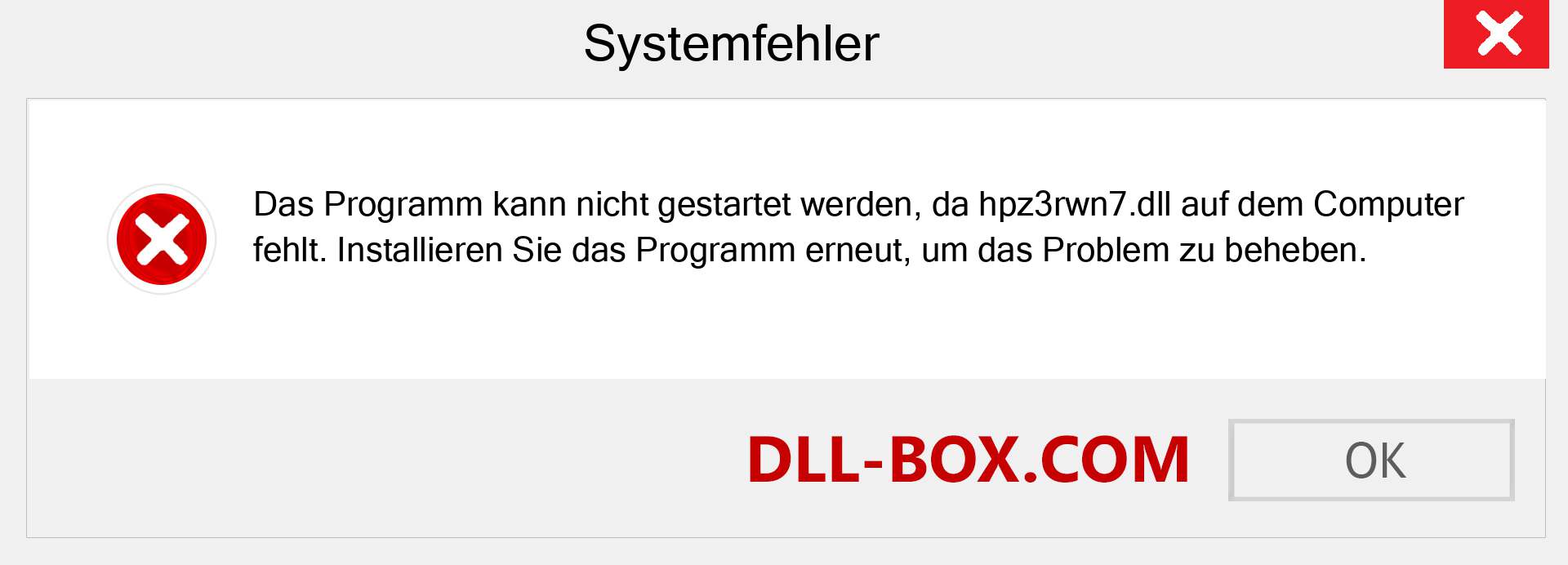 hpz3rwn7.dll-Datei fehlt?. Download für Windows 7, 8, 10 - Fix hpz3rwn7 dll Missing Error unter Windows, Fotos, Bildern